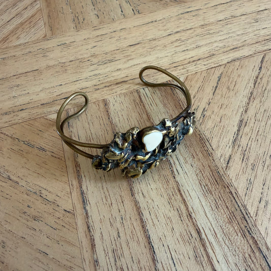 Brutalist 1970s Crumpled Brass Bangle / Bracelet