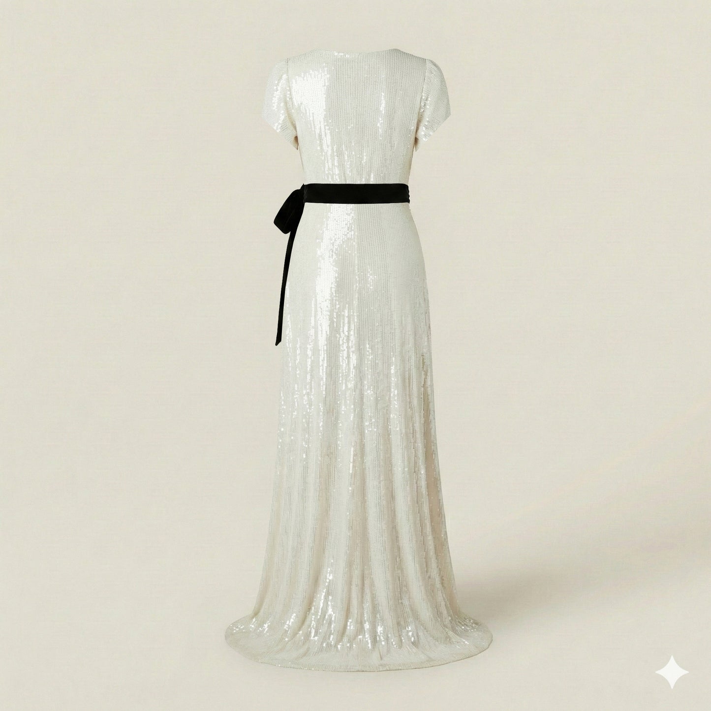 Diane von Furstenberg Ivory Translucent Sequin Maxi Wrap Style Gown - US 8 (UK 12)