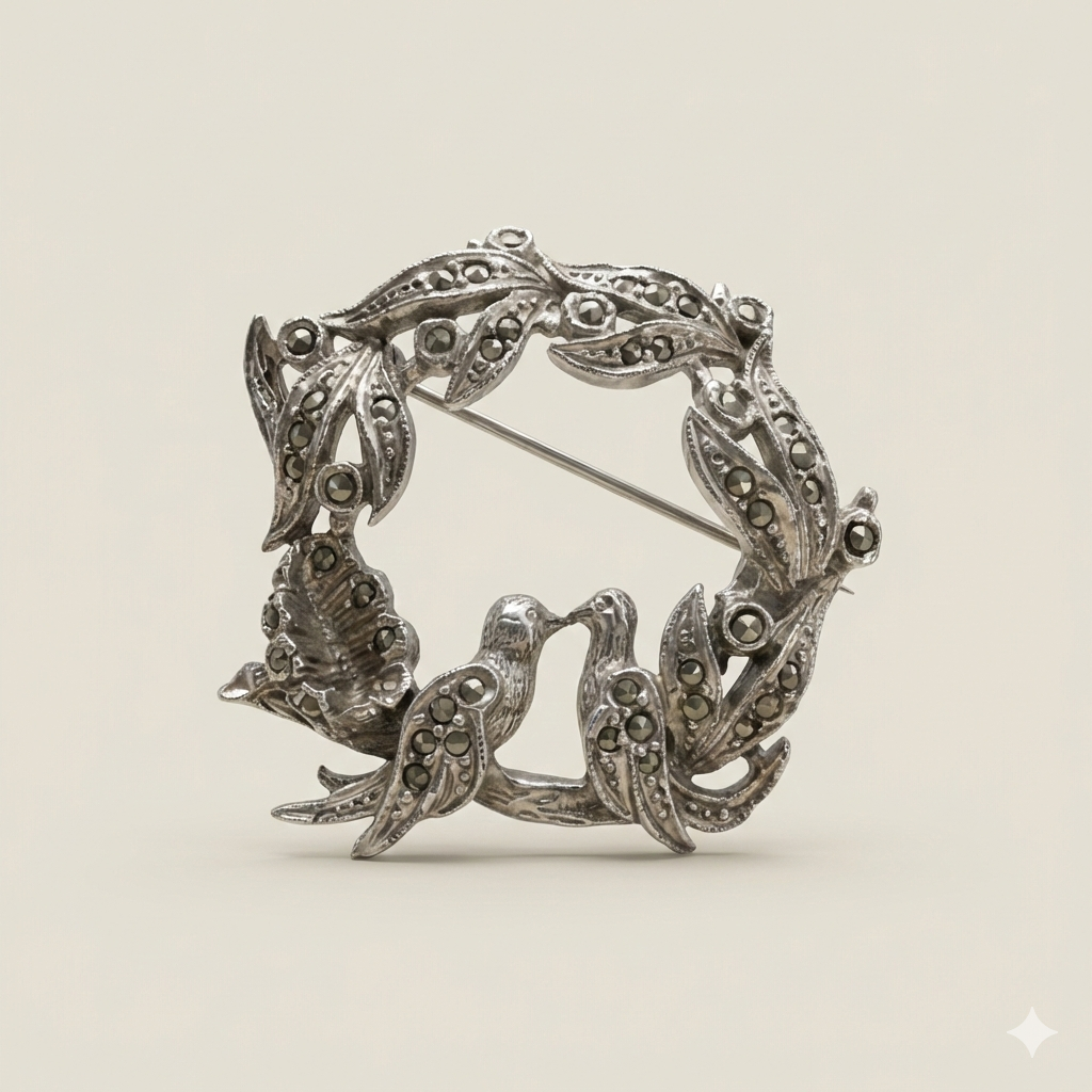 Kissing Birds Brooch - Vintage Piece