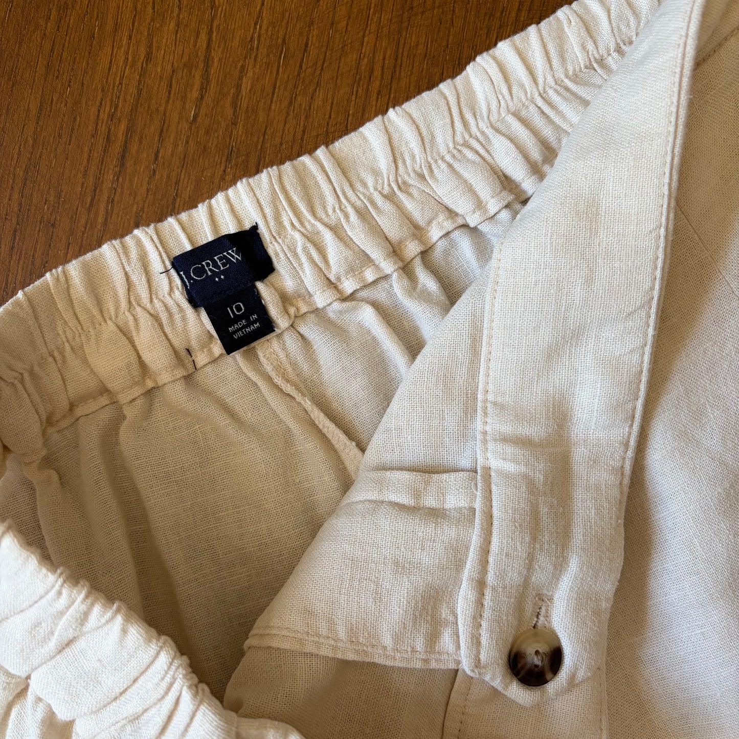 J.Crew Linen Blend Cream Tailored Shorts - US 10 / UK 14