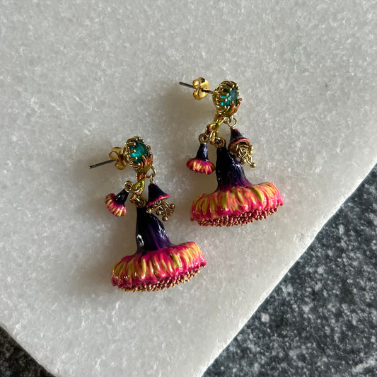 Les Néréides Articulated Fantasy Flower Drop Earrings from the 'Les Chimères' Collection