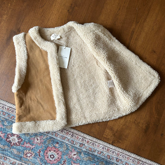 Sézane Caramel / Ecru Sheepskin and Shearling Gilet - Medium - With Tags