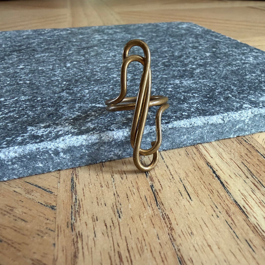 Mid-century Brass Wire Ring - Size O