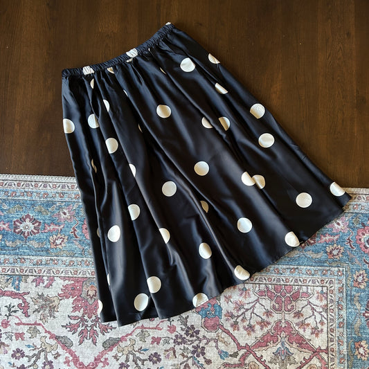 Adrianna Papell Black And Champagne Polka Dot Midi Skirt - Large (Uk 16 18)