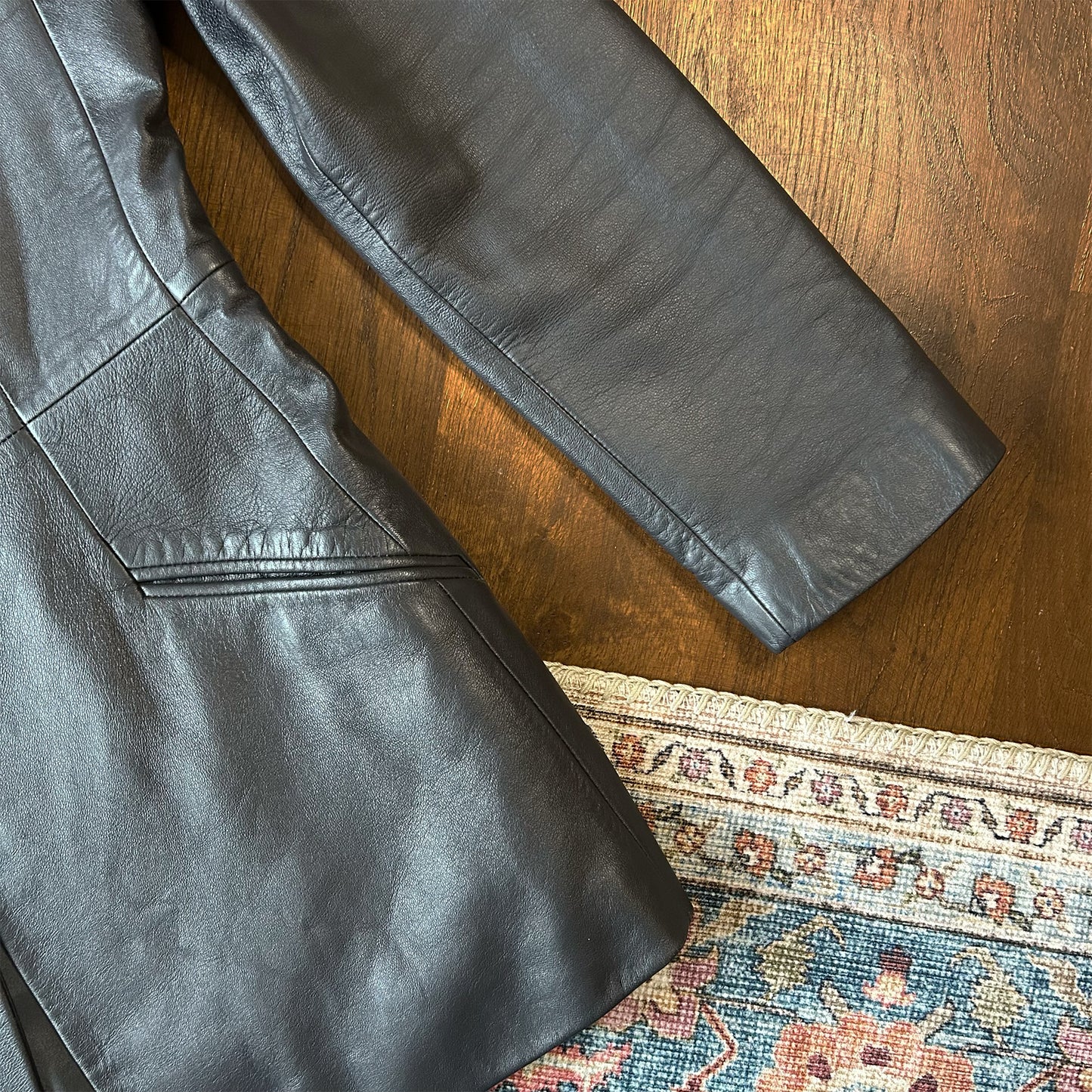 Vintage Armani Collezioni Dark Grey Leather Blazer - IT 42 (UK 10)