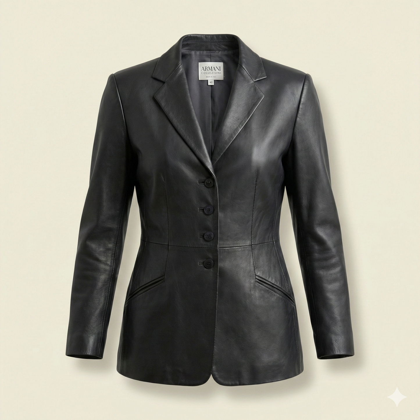 Vintage Armani Collezioni Dark Grey Leather Blazer - IT 42 (UK 10)