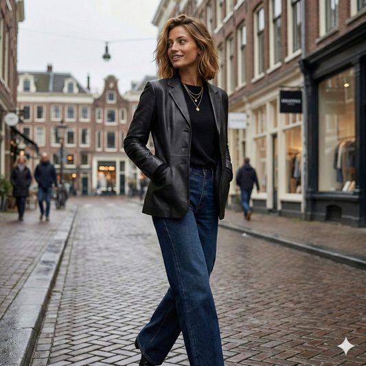 Vintage Armani Collezioni Dark Grey Leather Blazer - IT 42 (UK 10)