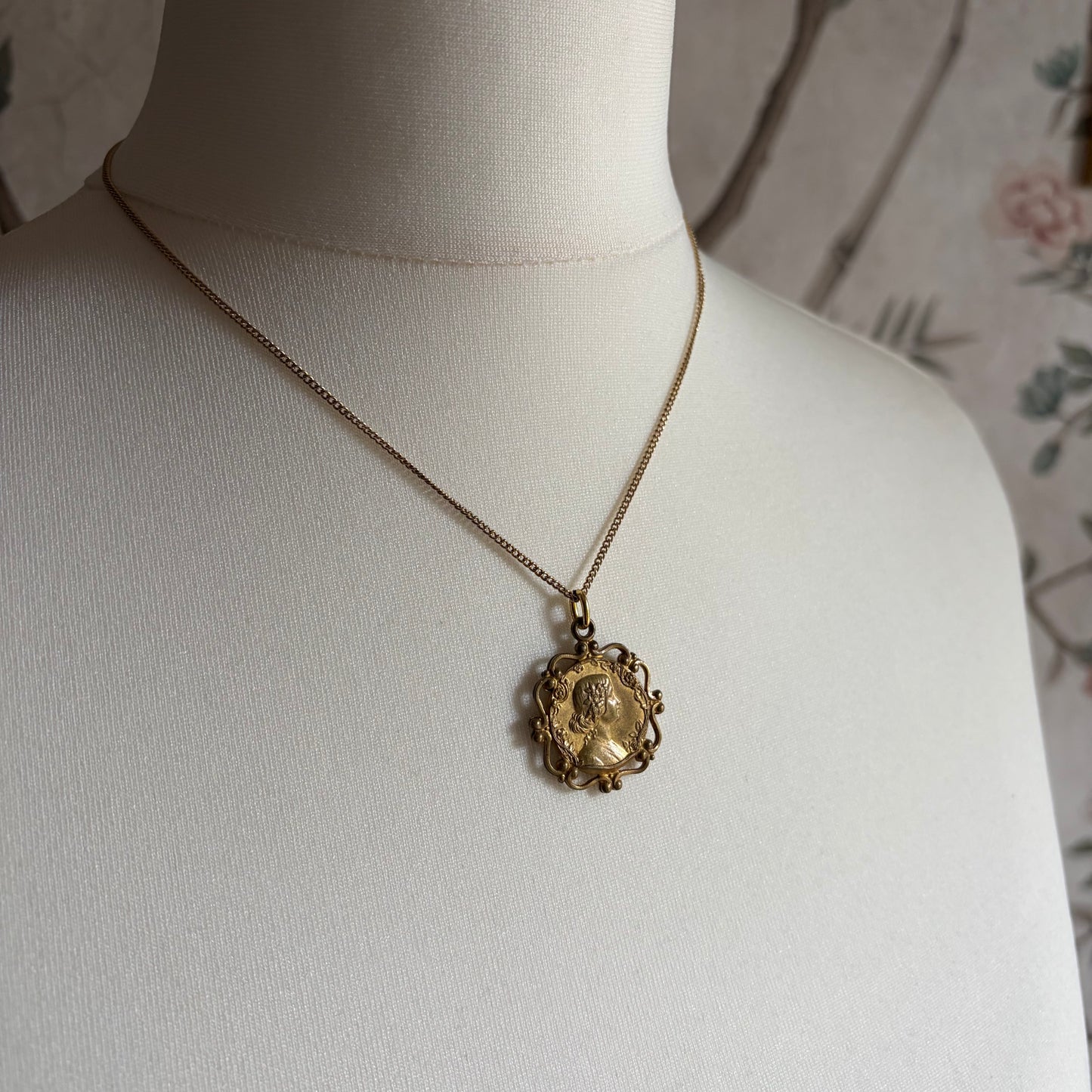 Belle Époque, Antique, French Muse Pendant with Chain