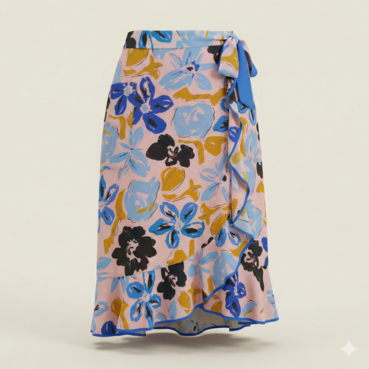 Brøgger Bold Floral Midi Wrap Skirt - UK 14