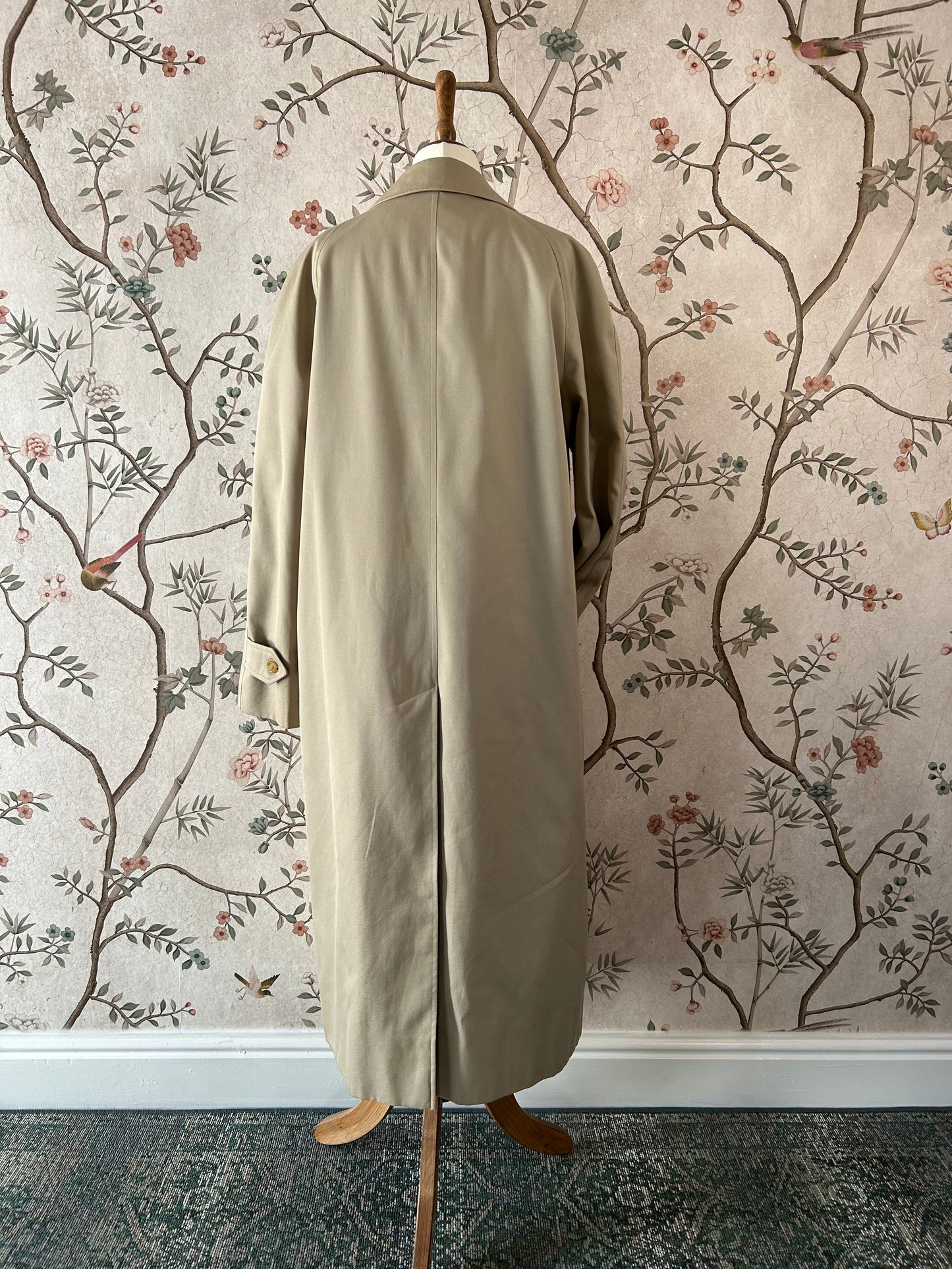 Vintage Burberrys' Stone Balmacaan Trench Coat - UK 10 (Oversized Fit)