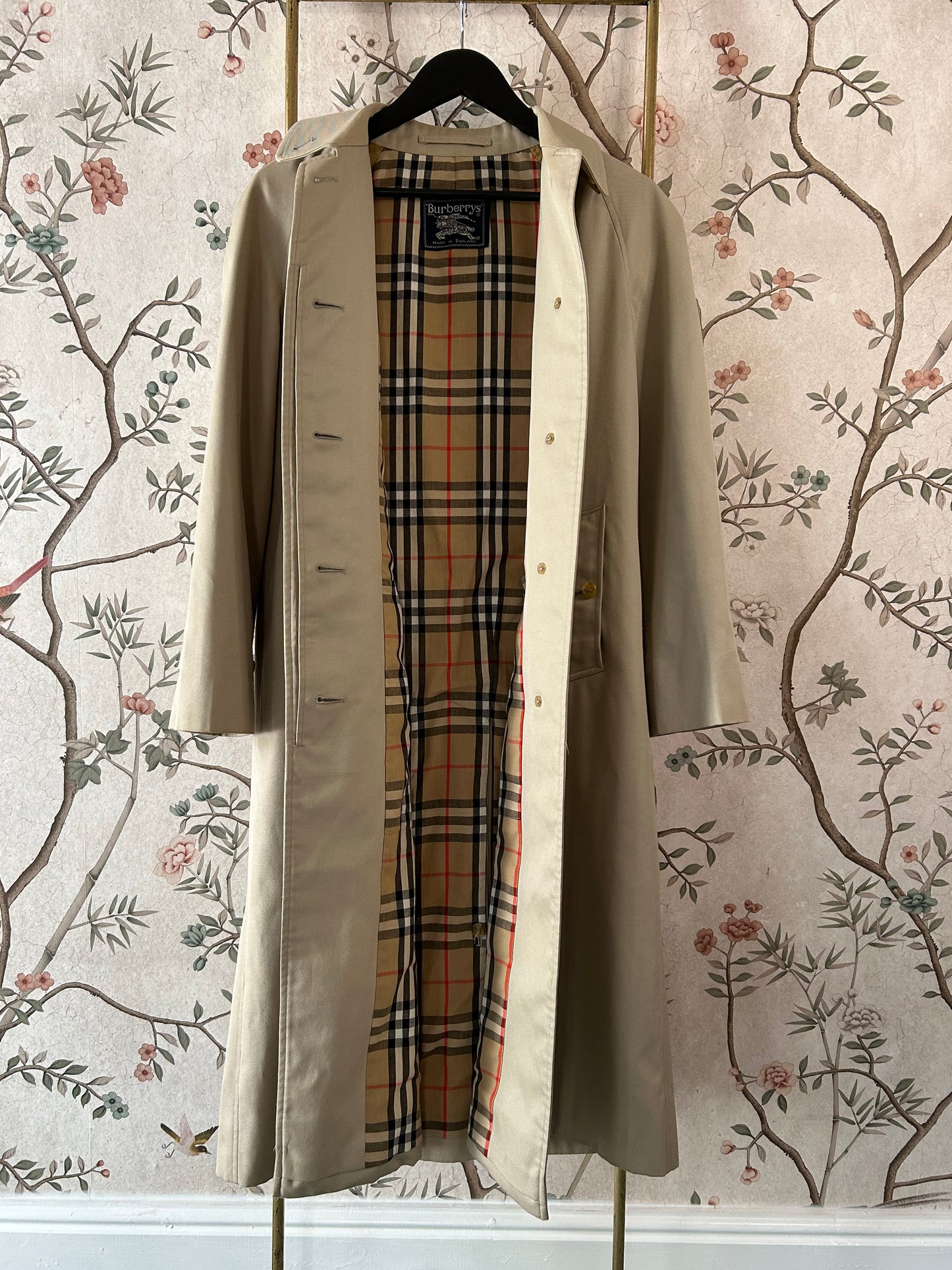 Vintage Burberrys' Stone Balmacaan Trench Coat - UK 10 (Oversized Fit)