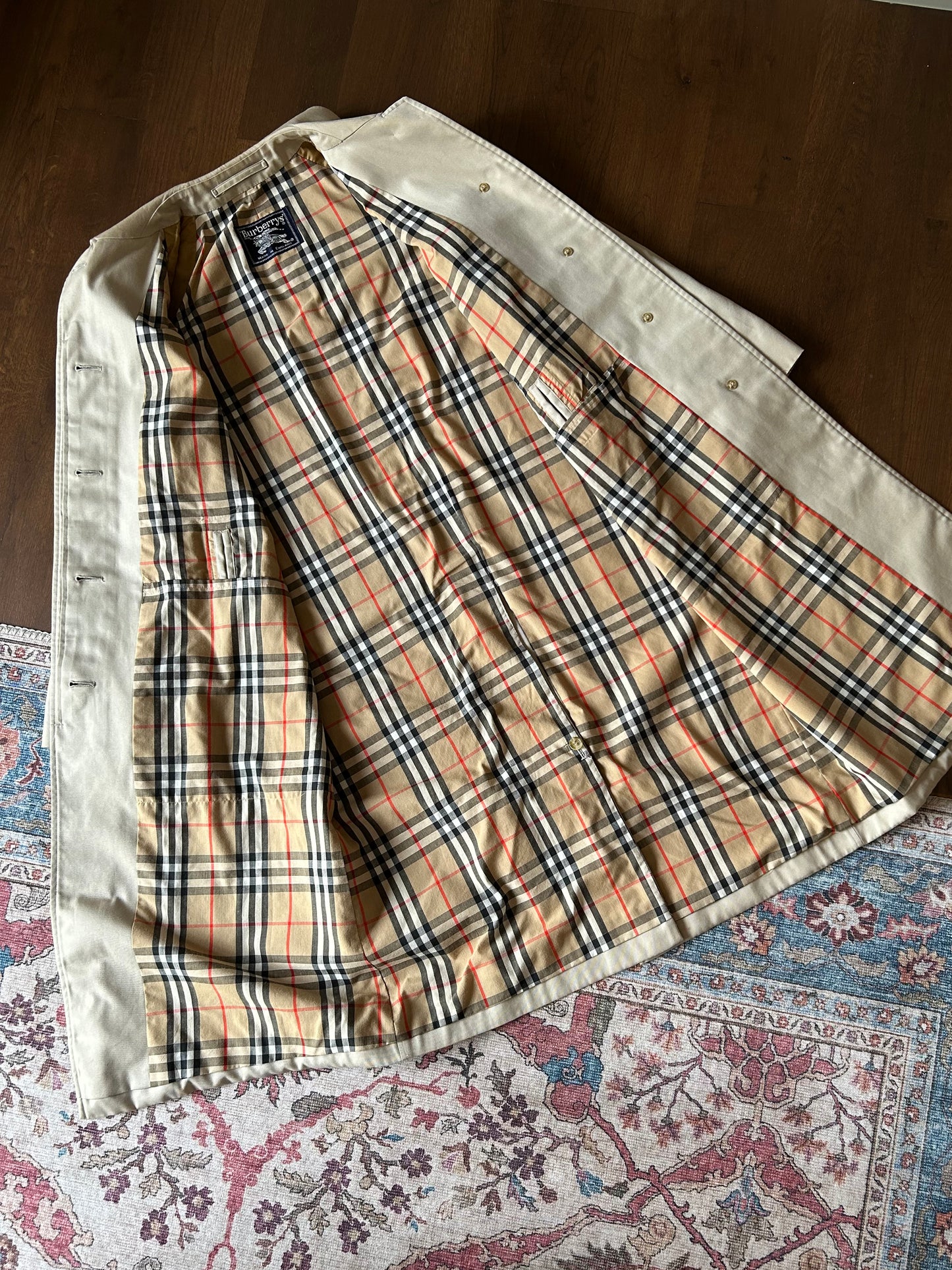 Vintage Burberrys' Stone Balmacaan Trench Coat - UK 10 (Oversized Fit)