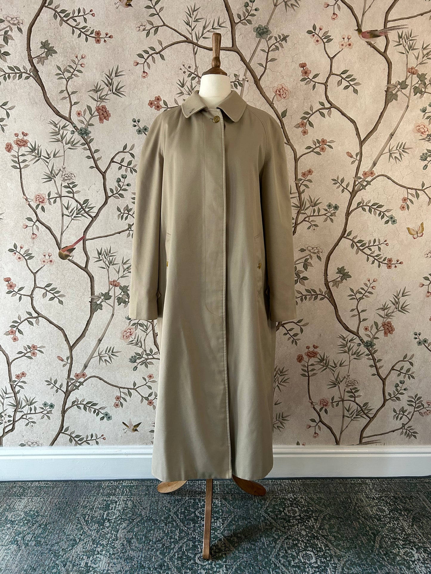 Vintage Burberrys' Stone Balmacaan Trench Coat - UK 10 (Oversized Fit)