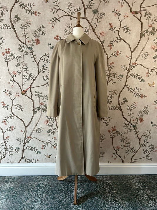 Vintage Burberrys' Stone Balmacaan Trench Coat - UK 10 (Oversized Fit)