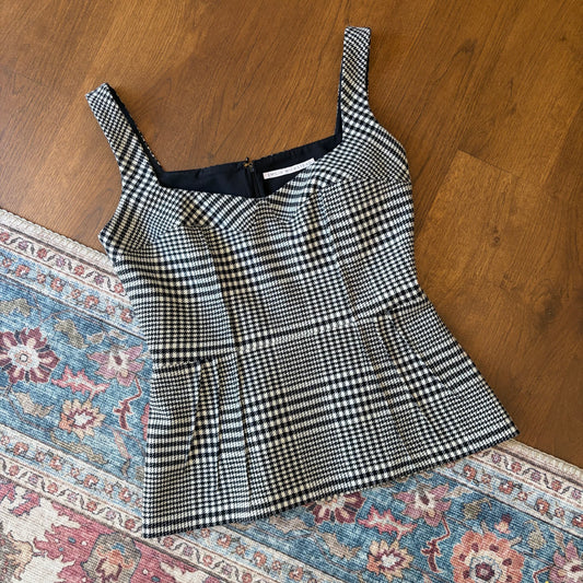 Emilia Wickstead 'Yolanda' Wool-blend Dogtooth Tailored Top - UK 12 (Runs Small)