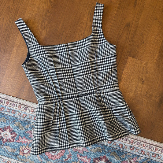 Emilia Wickstead 'Yolanda' Wool-blend Dogtooth Tailored Top - UK 12 (Runs Small)