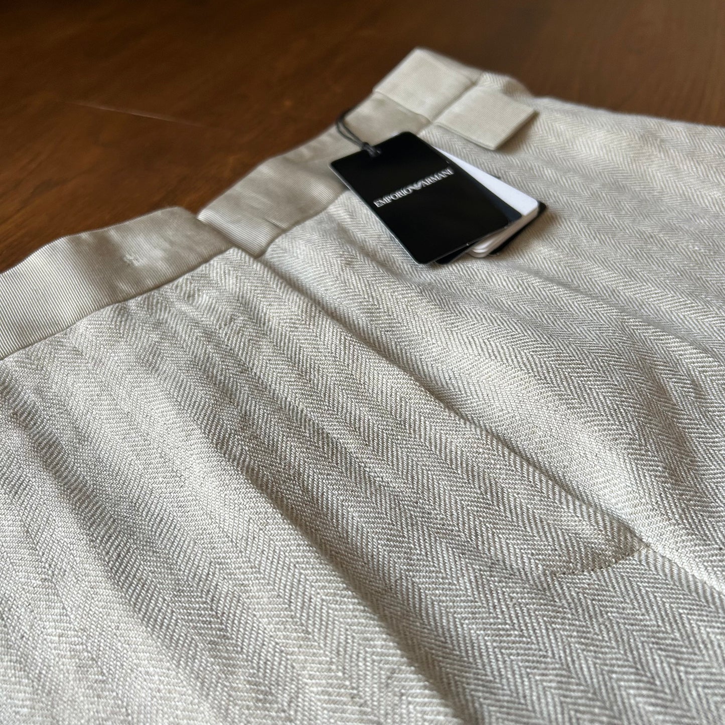 Emporio Armani Herringbone Linen Trousers - EU 46 (UK 12 14)