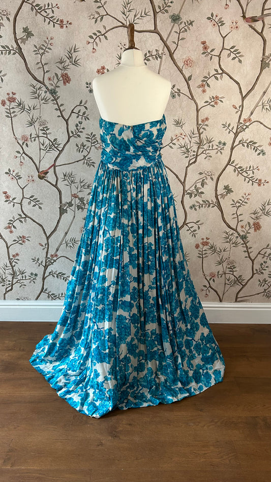 1950s Vintage Frank Usher Floral Patterned Ballgown - UK 10