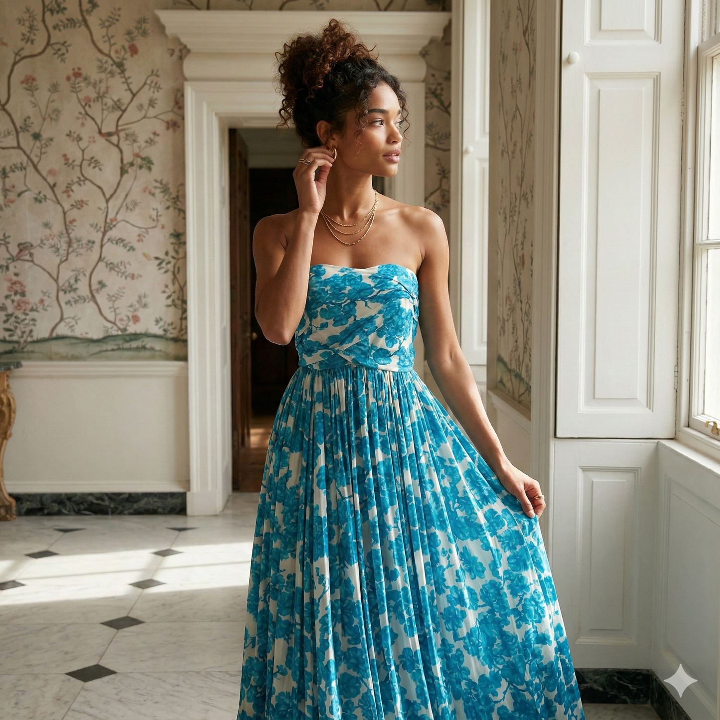 1950s Vintage Frank Usher Floral Patterned Ballgown - UK 10