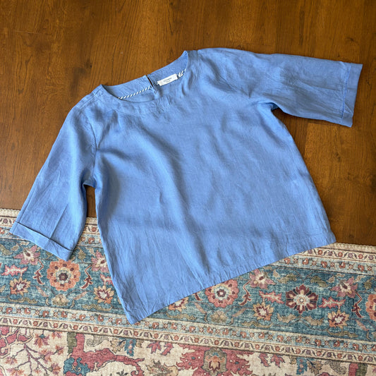 GCfontana Cornflower Blue, Pure Linen Top  - EU 40 / UK 12