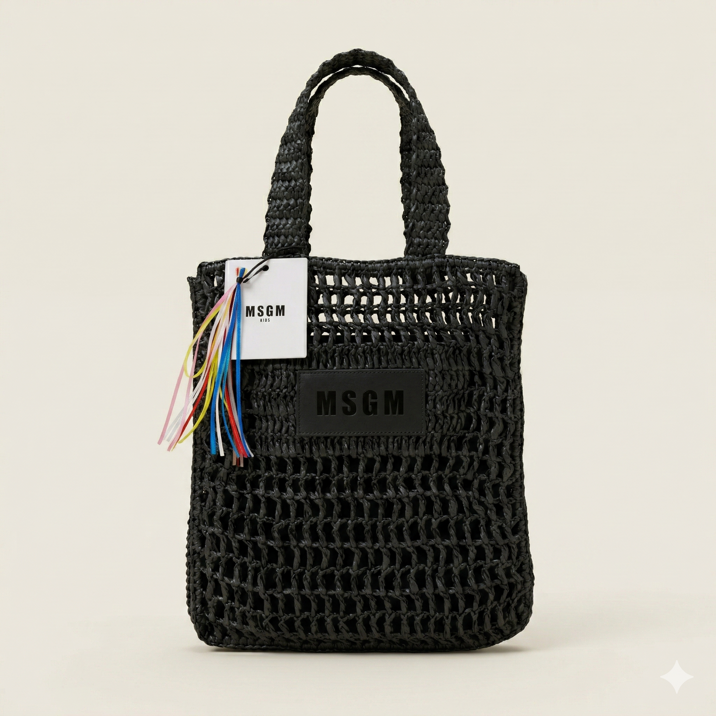 MSGM Black Raffia Tote Bag With Internal Pouch - With Tags