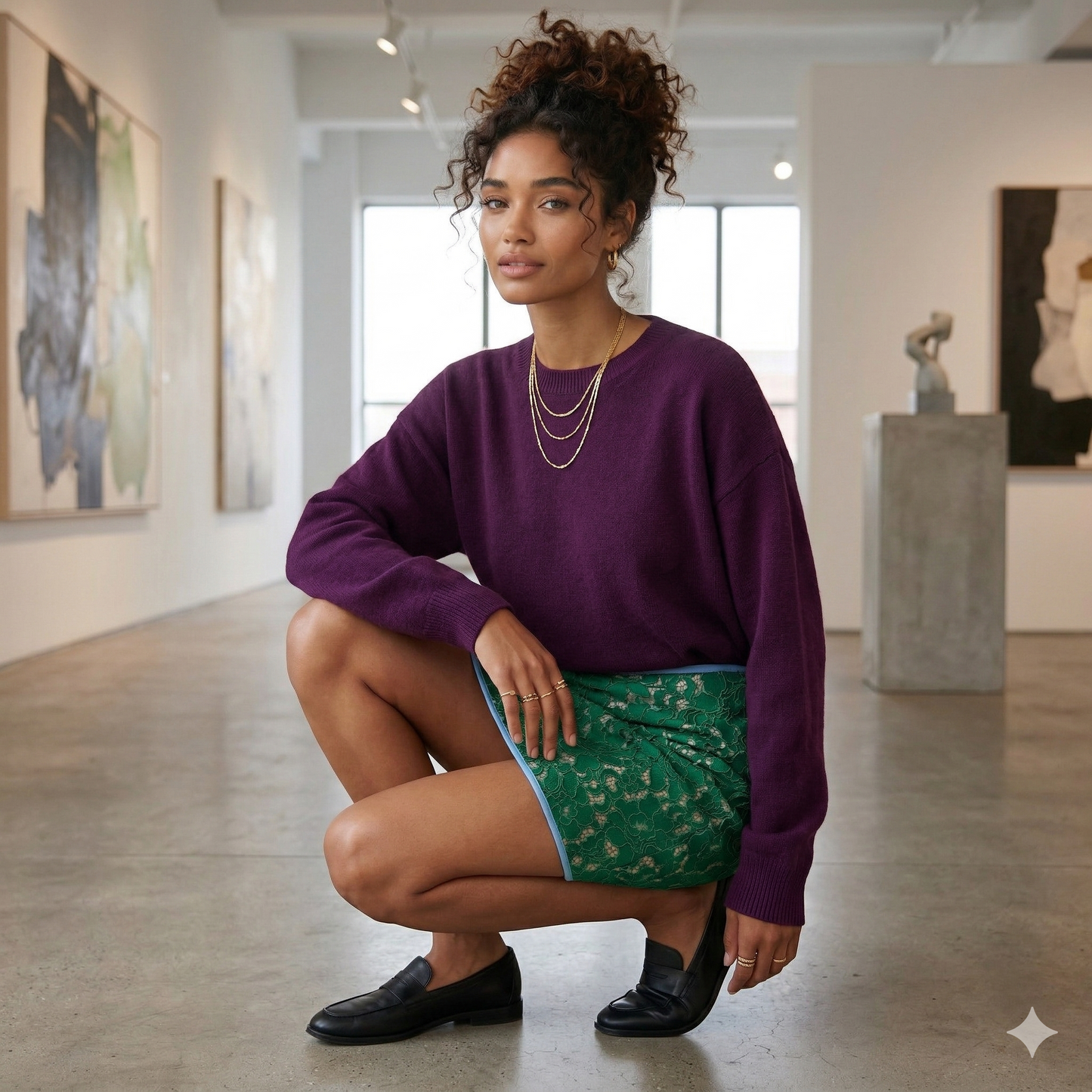 MSGM Green Corded Lace Mini Skirt - IT 44 (UK 12)