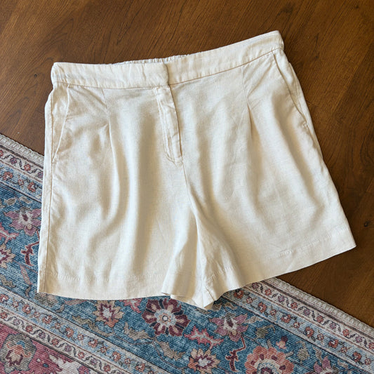 J.Crew Linen Blend Cream Tailored Shorts - US 10 / UK 14