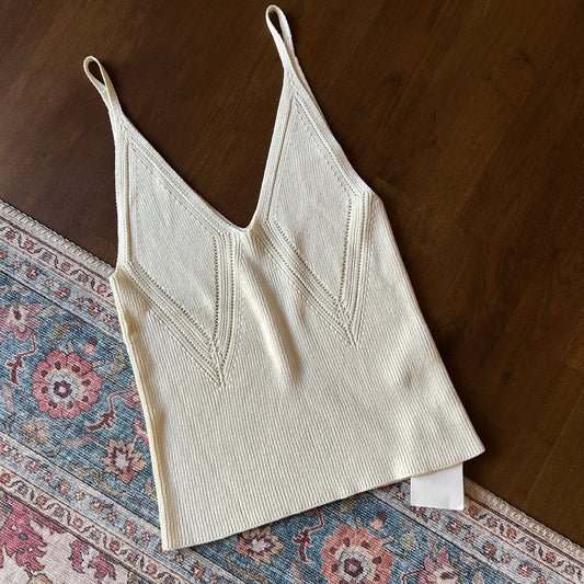 Jil Sander Cream Knitted Camisole Top - DE 38 (UK 12)