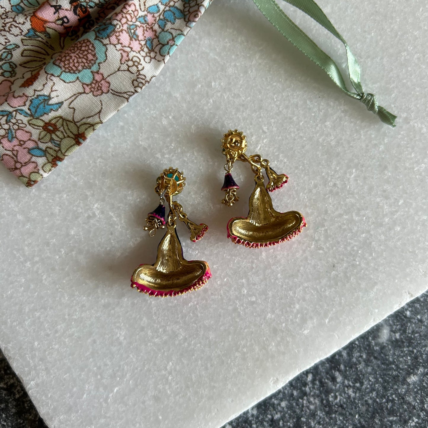 Les Néréides Articulated Fantasy Flower Drop Earrings from the 'Les Chimères' Collection
