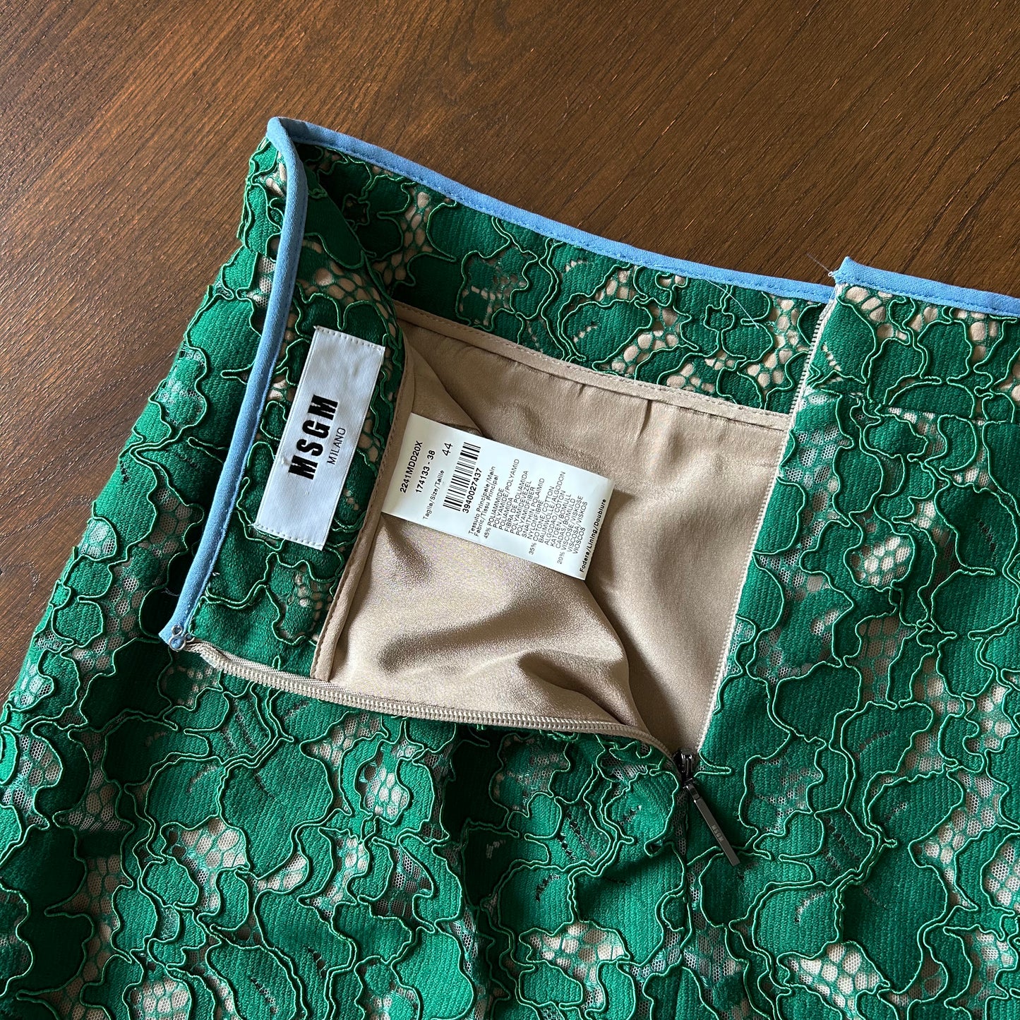 MSGM Green Corded Lace Mini Skirt - IT 44 (UK 12)