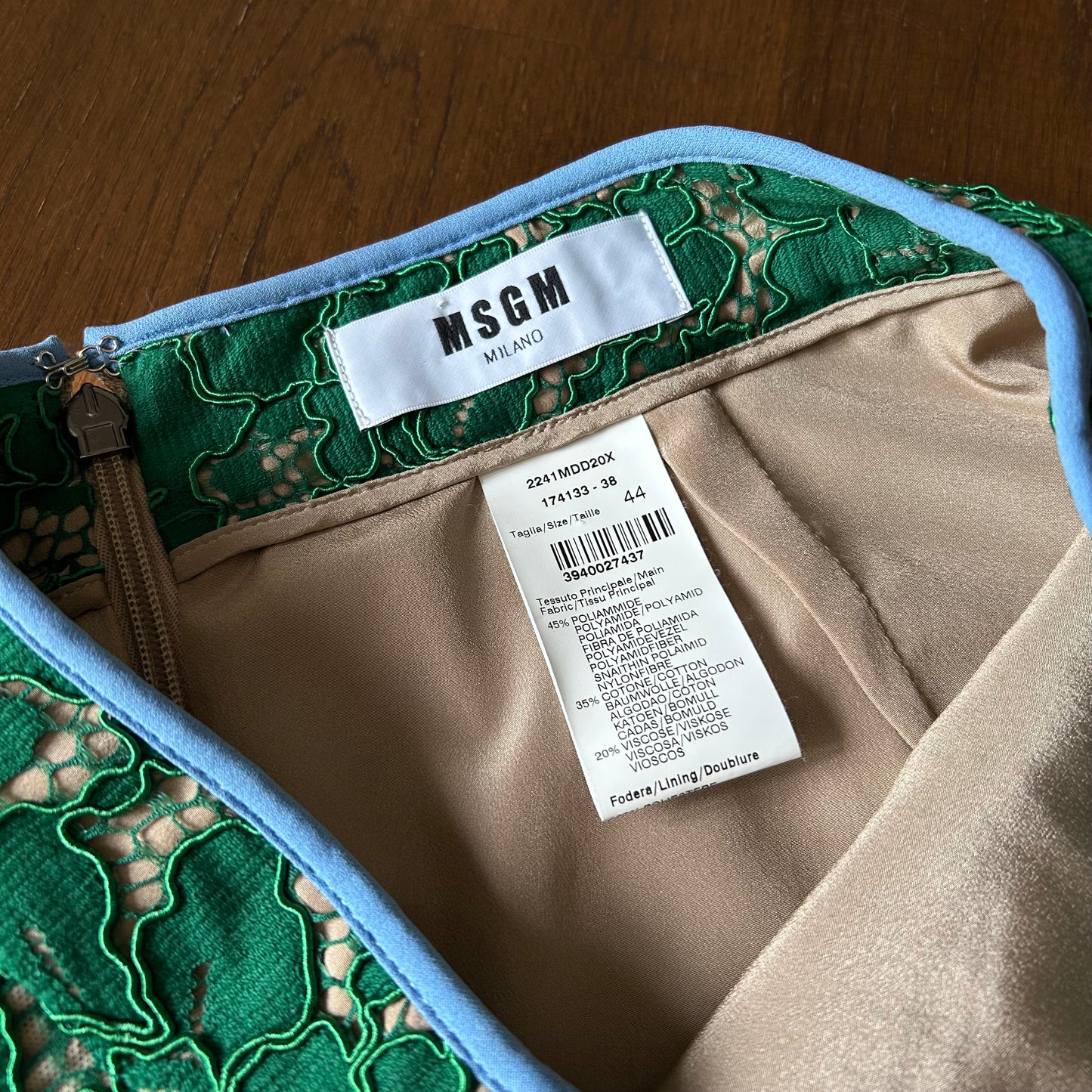 MSGM Green Corded Lace Mini Skirt - IT 44 (UK 12)