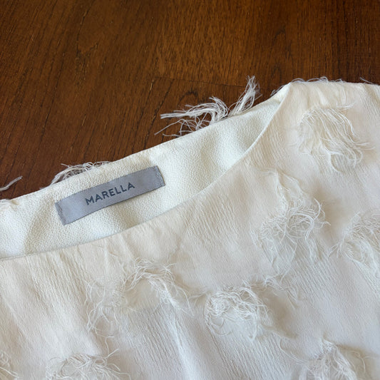 Marella Cream Eyelash Textured Top - UK 8 / 10