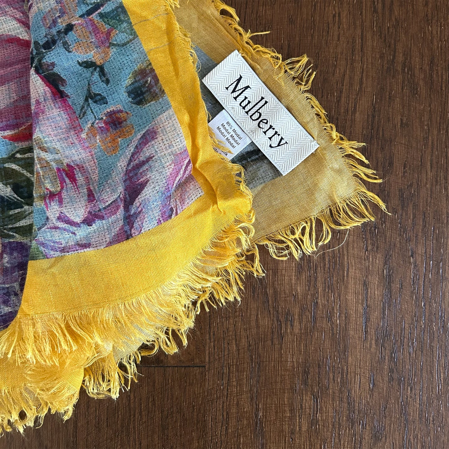 Mulberry Contrast Edge Floral Modal and Silk Blend Scarf