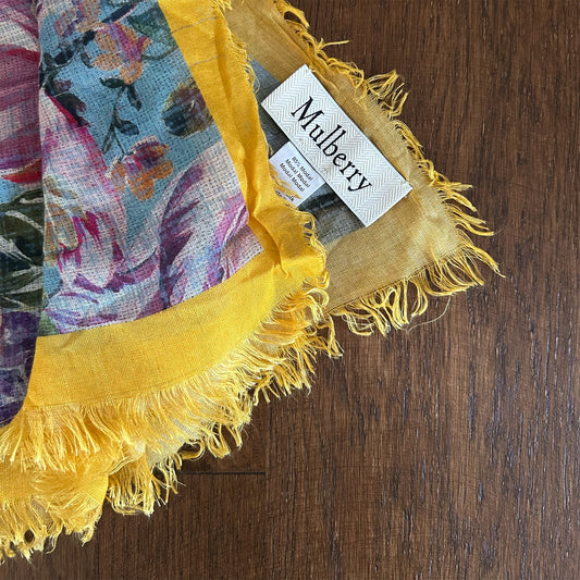 Mulberry Contrast Edge Floral Modal and Silk Blend Scarf