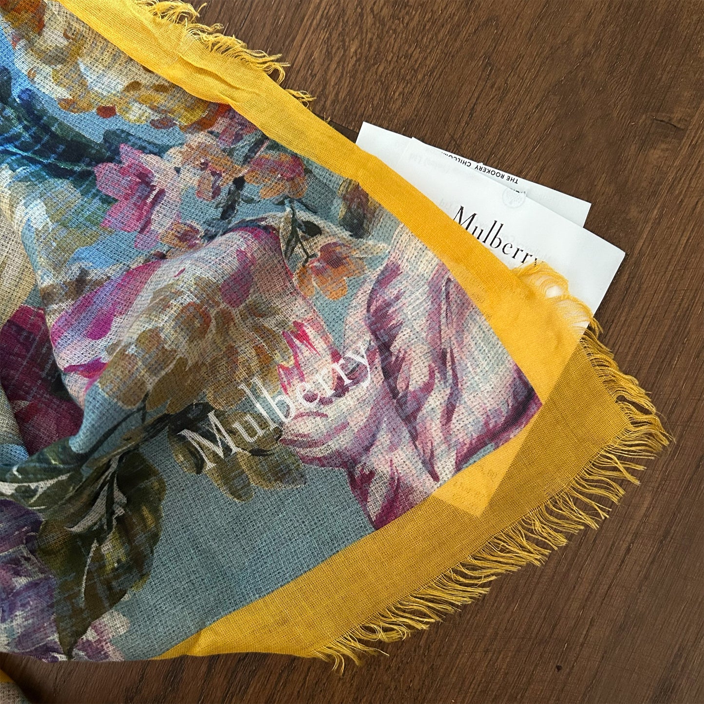 Mulberry Contrast Edge Floral Modal and Silk Blend Scarf