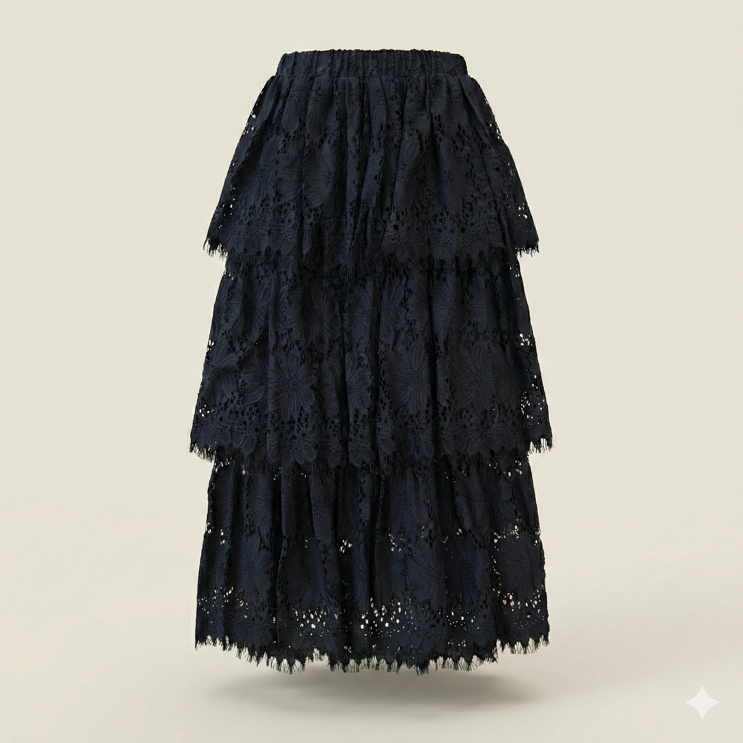Next Tiered Black Lace Midi Skirt - UK 10