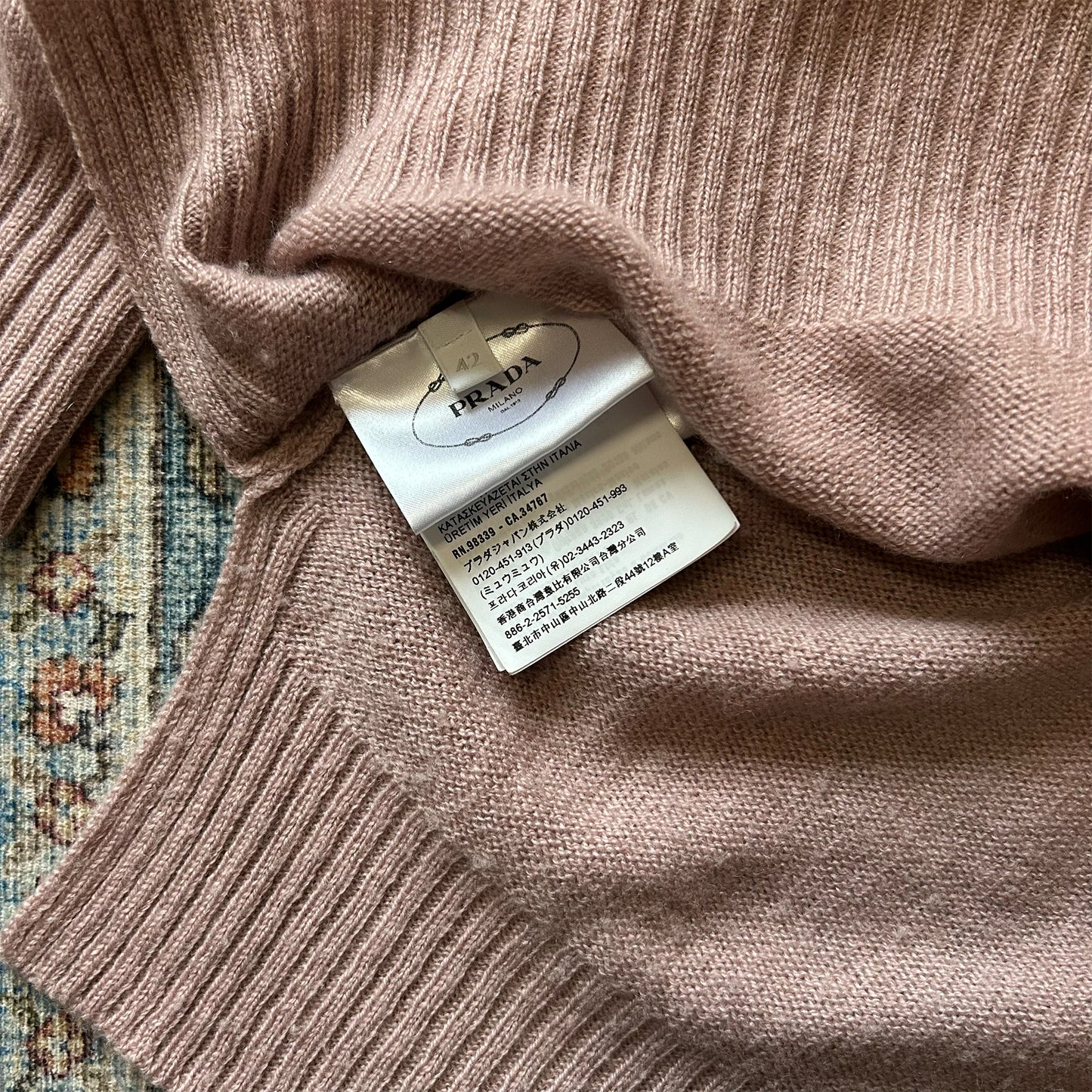 Prada Dusky Pink Cashmere Lightweight Jumper - Size 42 (UK 10)