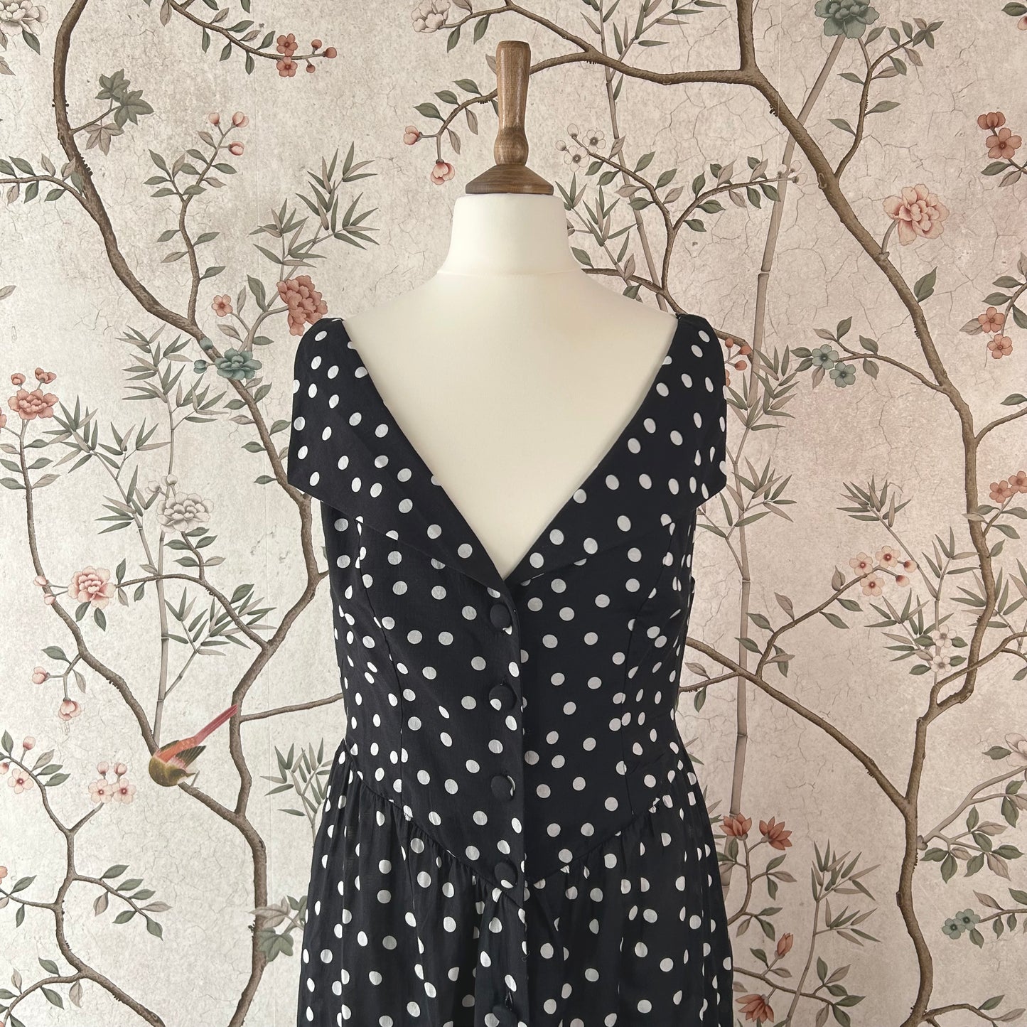 Rixo Black and White Polka Dot Cotton Maxi Dress - Small (UK 10)