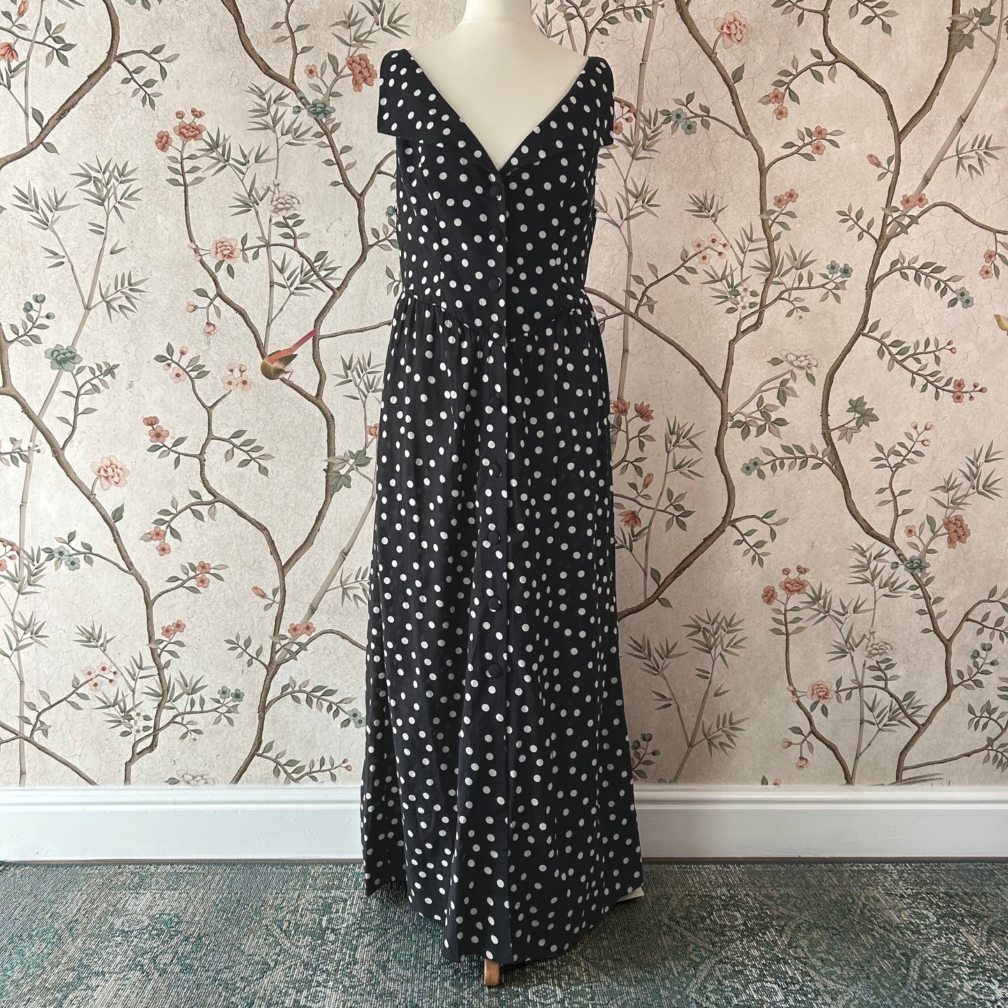 Rixo Black and White Polka Dot Cotton Maxi Dress - Small (UK 10)