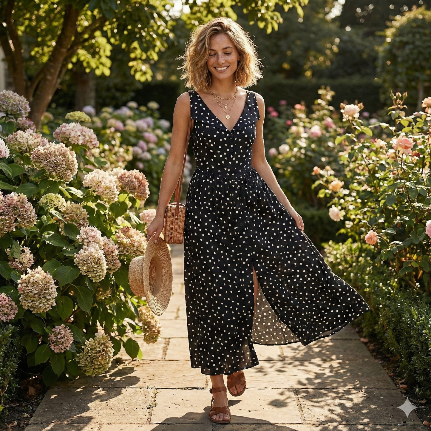 Rixo Black and White Polka Dot Cotton Maxi Dress - Small (UK 10)