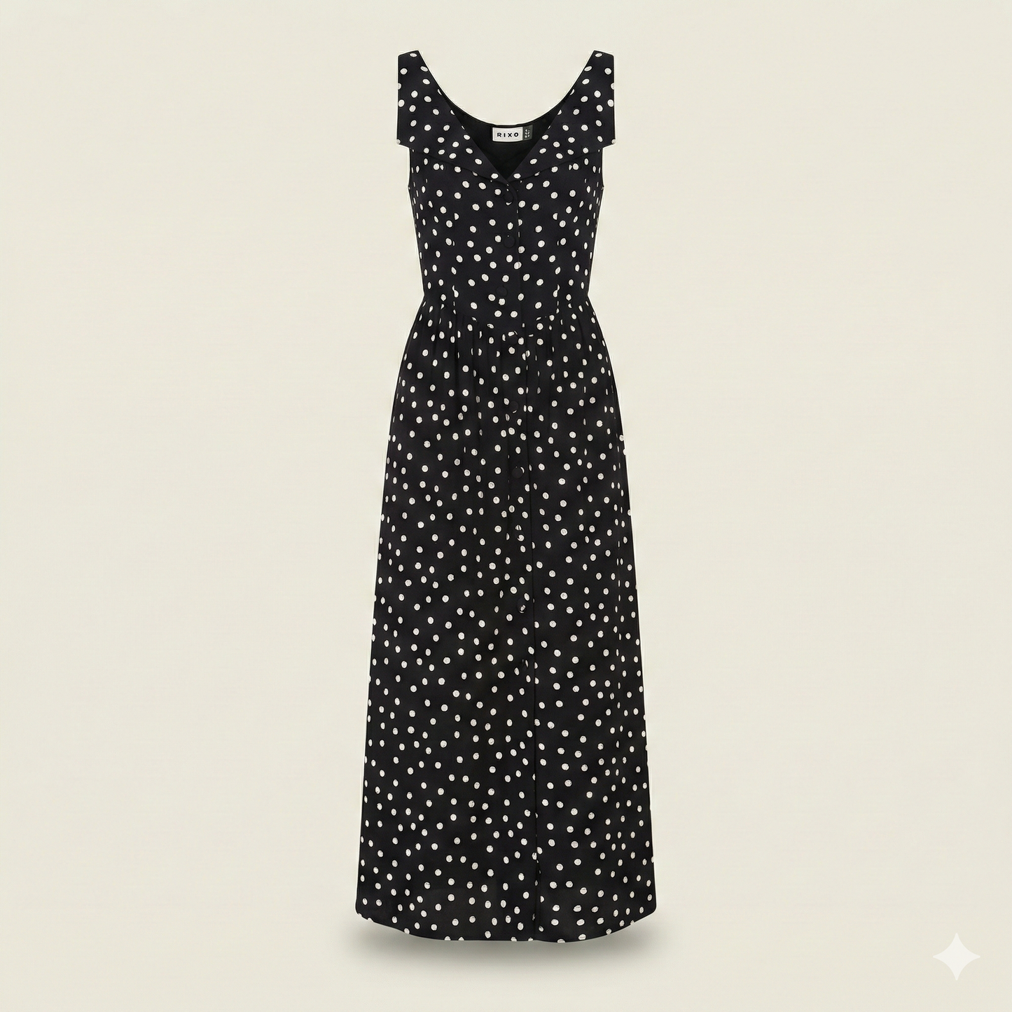 Rixo Black and White Polka Dot Cotton Maxi Dress - Small (UK 10)