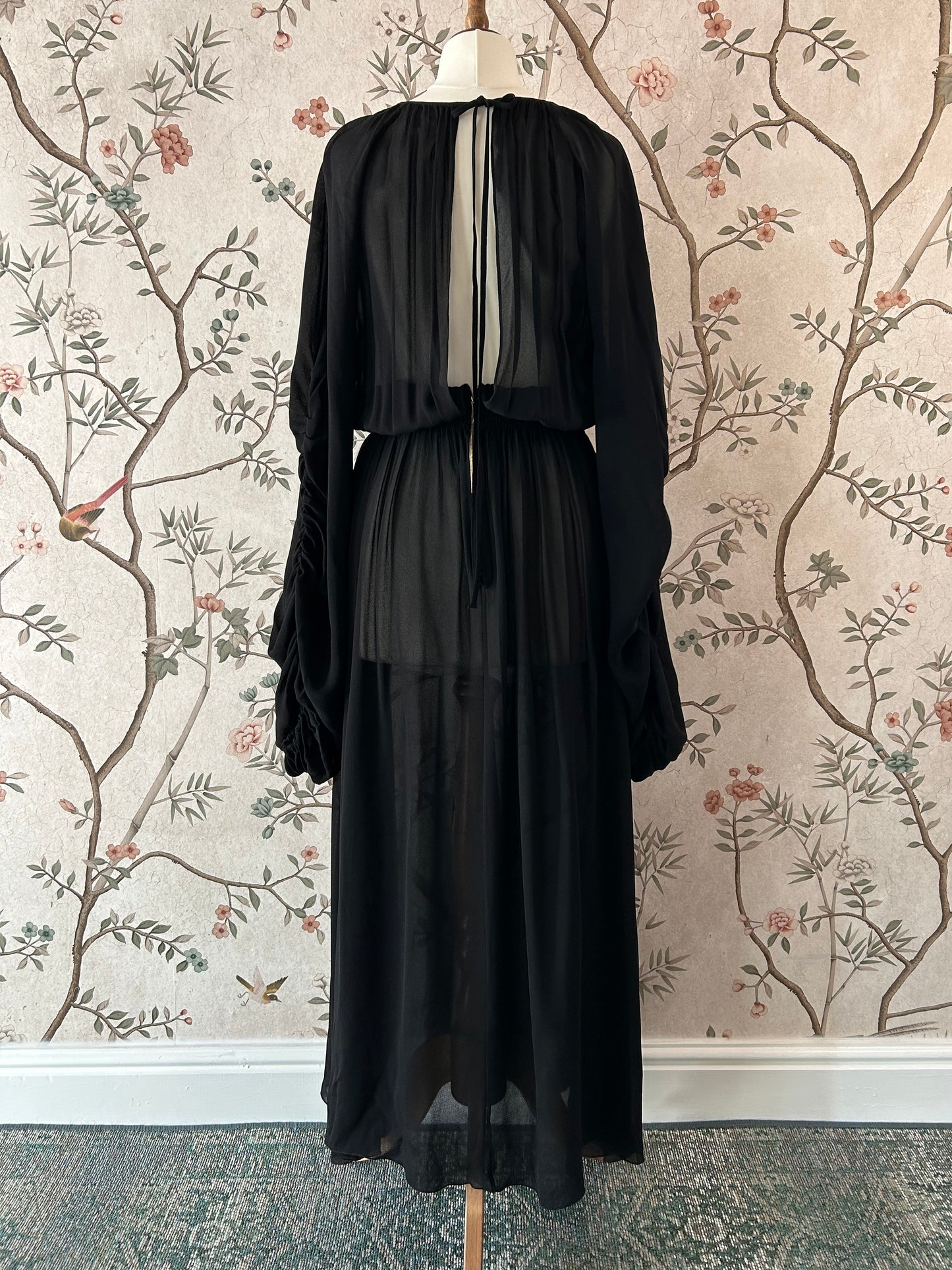 Rochas Paris Dramatic Balloon Sleeve Sheer Midaxi Dress - IT 42 (Uk 10 12)