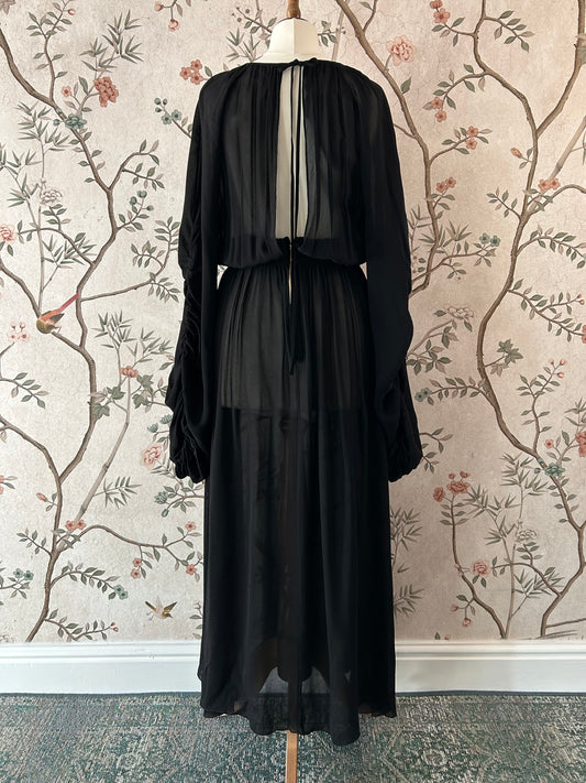 Rochas Paris Dramatic Balloon Sleeve Sheer Midaxi Dress - IT 42 (Uk 10 12)