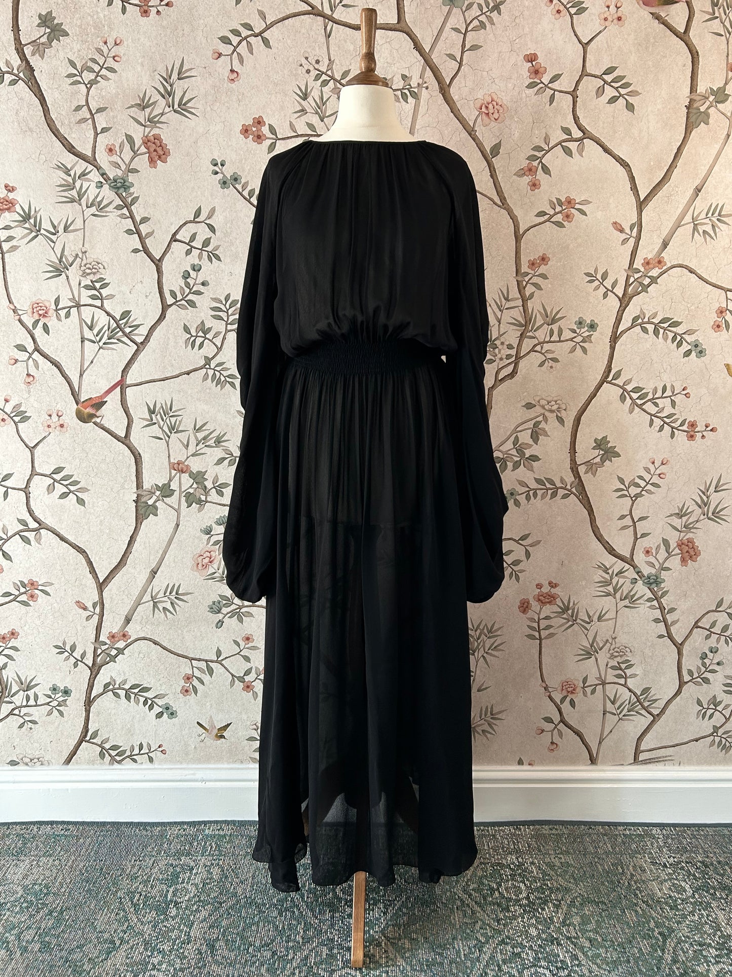 Rochas Paris Dramatic Balloon Sleeve Sheer Midaxi Dress - IT 42 (Uk 10 12)