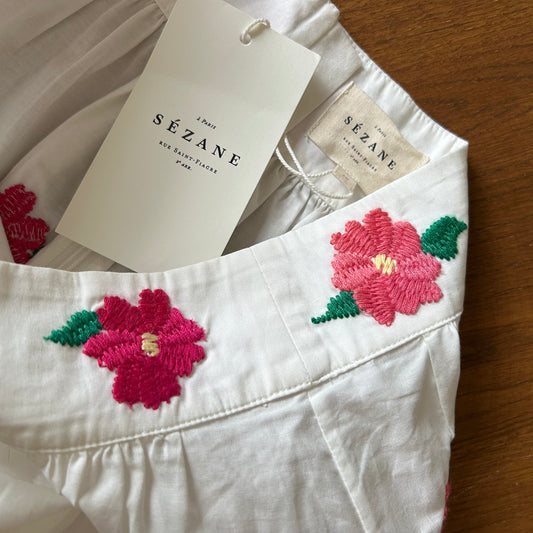 Sèzane White Maxi Skirt With Multicoloured Floral Embroidery - Uk 12 - With Tags