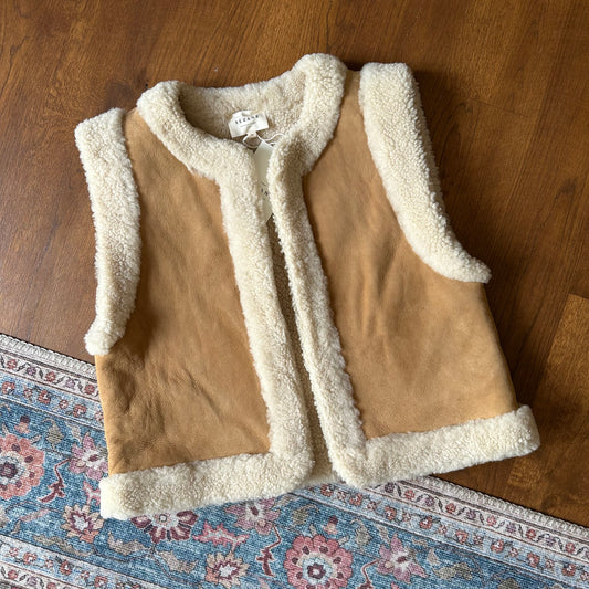 Sézane Caramel / Ecru Sheepskin and Shearling Gilet - Medium - With Tags
