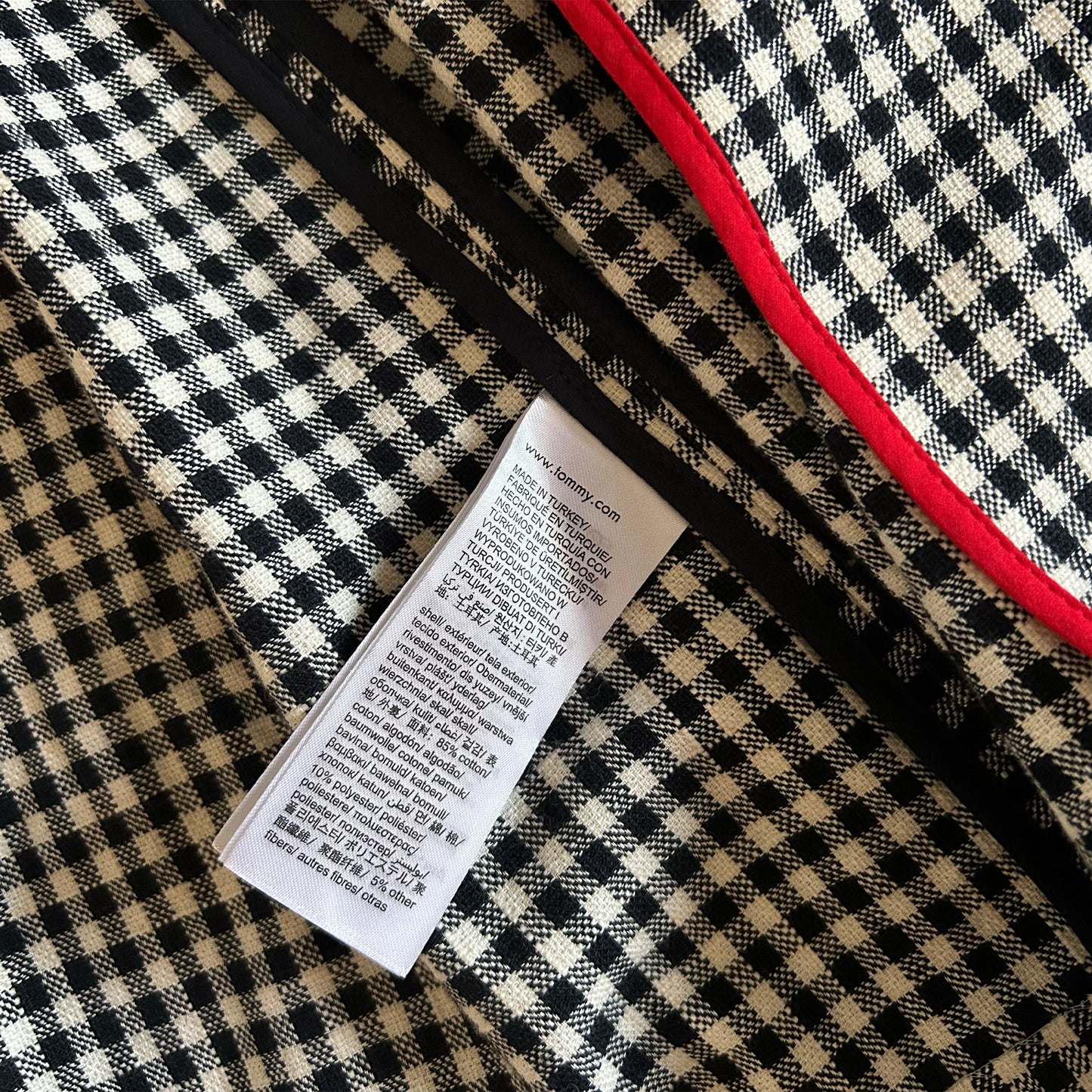 Tommy Hilfiger Textured Cotton Gingham Trench Coat - S/M (UK 8-12)