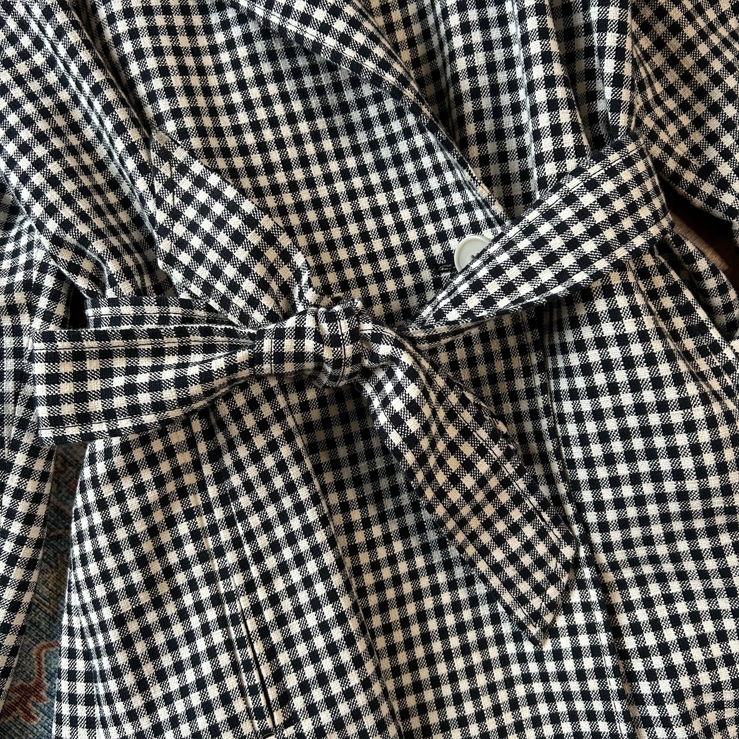 Tommy Hilfiger Textured Cotton Gingham Trench Coat - S/M (UK 8-12)