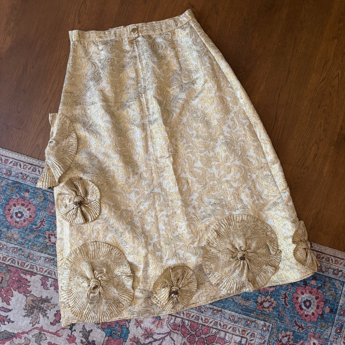 Mid-century Vintage Brocade Formal Embellished Evening Skirt - 30 Inch Waist / UK 10