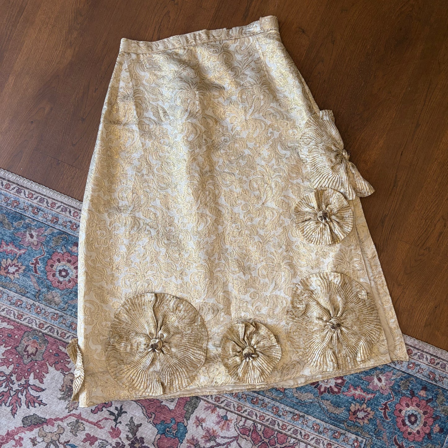 Mid-century Vintage Brocade Formal Embellished Evening Skirt - 30 Inch Waist / UK 10